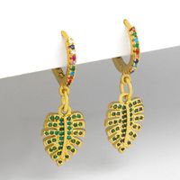 Creative Leaf Micro-inlaid Colorful Zircon Earrings main image 4