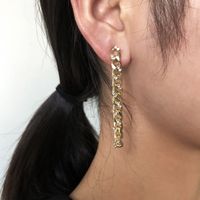 Long  Metal Chain Diamond Earrings main image 1