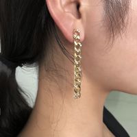 Long  Metal Chain Diamond Earrings main image 3