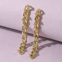 Long  Metal Chain Diamond Earrings main image 4