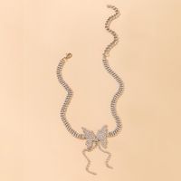 Full Rhinestones And Tassels Diamond-studded Butterfly Short Necklace main image 3