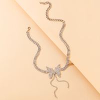 Full Rhinestones And Tassels Diamond-studded Butterfly Short Necklace main image 4