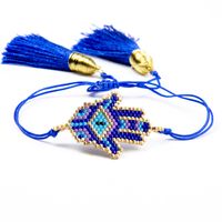 Rice Beads Woven Turkish Blue Eyes Ethnic Style Stacking Tassel Bracelet main image 4