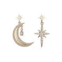 New Diamond Eight-pointed Star Moon Earrings main image 1