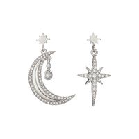 New Diamond Eight-pointed Star Moon Earrings main image 6