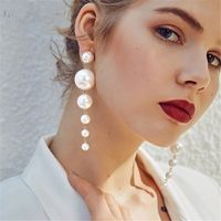 New Long Imitation Pearl Pendant Fashion All-match Earrings main image 3