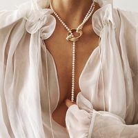 Geometric Metal Pearl Fashion All-match Necklace sku image 1