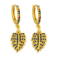 Creative Leaf Micro-inlaid Colorful Zircon Earrings sku image 2