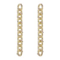 Long  Metal Chain Diamond Earrings sku image 1