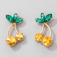 New  Yellow Cherry Diamond Earrings sku image 1