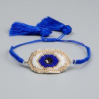 Rice Beads Woven Turkish Blue Eyes Ethnic Style Stacking Tassel Bracelet sku image 2