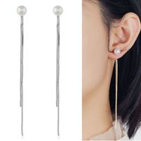 Korean New Fashion Simple Pearl Tassel Earrings For Women Hot-selling Wholesale main image 3