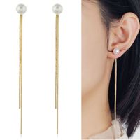 Korean New Fashion Simple Pearl Tassel Earrings For Women Hot-selling Wholesale main image 5