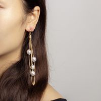 Korean Fashion New Autumn Tassel Pearl Retro Earrings For Women main image 1