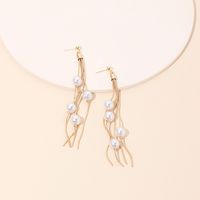 Korean Fashion New Autumn Tassel Pearl Retro Earrings For Women main image 5