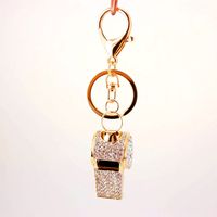 Korean  Creative Craft Small Gifts Diamond-studded Whistle Keychain main image 3