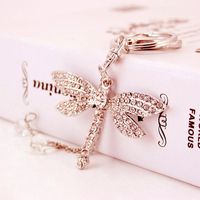 Creative Crystal Diamond Dragonfly Keychain main image 3