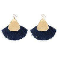 Retro Fan-shaped Raffia Ethnic Style Exaggerated Bohemian Tassel Earrings sku image 2