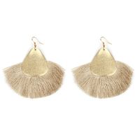 Retro Fan-shaped Raffia Ethnic Style Exaggerated Bohemian Tassel Earrings sku image 3