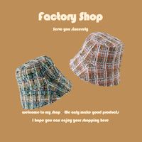 Korean Fashion Color Lattice Bucket Hat main image 3