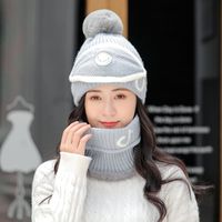 ثلاثة-قطعة قبعة مريلة قناع الكورية الأزياء الموسيقية ملاحظة الدافئة الصوف قبعة main image 3
