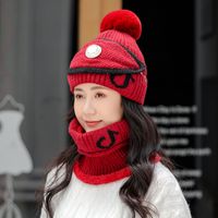 ثلاثة-قطعة قبعة مريلة قناع الكورية الأزياء الموسيقية ملاحظة الدافئة الصوف قبعة main image 5