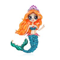 Cartoon Fashion  Alloy Diamond Mermaid Dripping Brooch main image 1