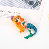 Cartoon Fashion  Alloy Diamond Mermaid Dripping Brooch main image 5