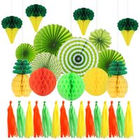Ice Cream Honeycomb Ball Decoration Party Atmosphere Layout Paper Fan Flower Paper Tassel Set sku image 1