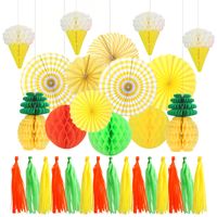 Ice Cream Honeycomb Ball Decoration Party Atmosphere Layout Paper Fan Flower Paper Tassel Set sku image 3