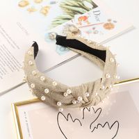 Simple Pearl Fabric Wide-brimmed Knotted Headband main image 5