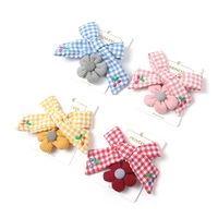 Knitting Flower Bow Embroidery Plaid Hairpin main image 6
