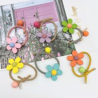 Cute Candy-colored Flower Wooden Hair Rope main image 3