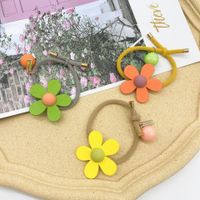 Cute Candy-colored Flower Wooden Hair Rope main image 4
