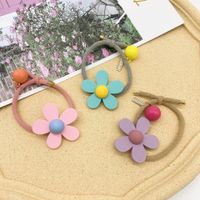 Cute Candy-colored Flower Wooden Hair Rope main image 5