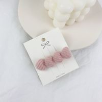 Korean Candy-colored Plush Heart Hairpin main image 5
