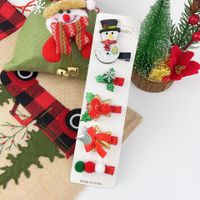 Cute Christmas Snowman Bow Tree Hairpin 5 Piece Set main image 5