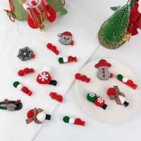 Cute Elk Santa Claus Snowflake Christmas Plush Hairpin 3-piece Set main image 3