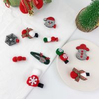 Cute Elk Santa Claus Snowflake Christmas Plush Hairpin 3-piece Set main image 4