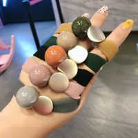 Korean Simple Candy Color Bead Leather Hair Ring main image 3