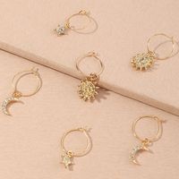 Children's Gold Sun Flower Moon 8-piece Earrings main image 2