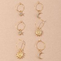 Children's Gold Sun Flower Moon 8-piece Earrings main image 4