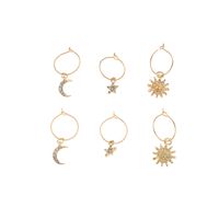 Children's Gold Sun Flower Moon 8-piece Earrings main image 6
