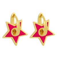 New  Fashion  Drop Oil Five-pointed Star Earrings main image 5