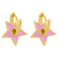 New  Fashion  Drop Oil Five-pointed Star Earrings main image 6