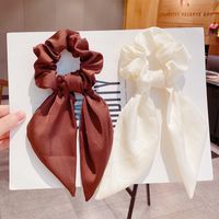 New Foreign Trade Hair Band Knotted Satin Rabbit Ears Head Rope Ponytail Hair Band Girl Large Intestine Ring Pure Color All-matching Hair Accessories main image 3