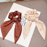 New Foreign Trade Hair Band Knotted Satin Rabbit Ears Head Rope Ponytail Hair Band Girl Large Intestine Ring Pure Color All-matching Hair Accessories main image 4