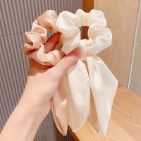 New Foreign Trade Hair Band Knotted Satin Rabbit Ears Head Rope Ponytail Hair Band Girl Large Intestine Ring Pure Color All-matching Hair Accessories main image 5