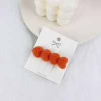 Korean Candy-colored Plush Heart Hairpin sku image 6