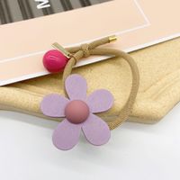 Cute Candy-colored Flower Wooden Hair Rope sku image 1